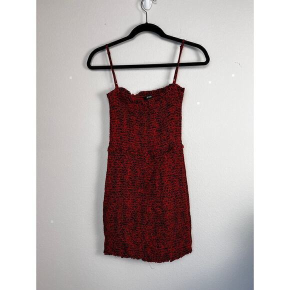 AFRM Women's Smocked Tank Dress Red Leopard Print Size Small - Picture 2 of 6